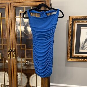 Elegant Blue Ruched Dress